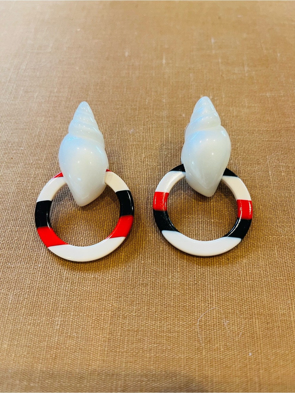Lele Sadoughi Red/black& white Acrylic Earrings
